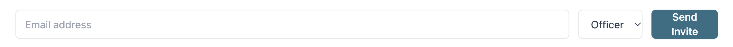 Input field for email address and role selection with a send invite button.